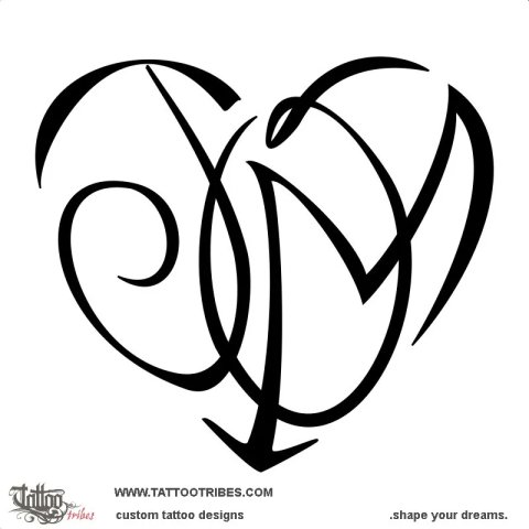 J+O+M heart (Bond) tattoo design thumbnail