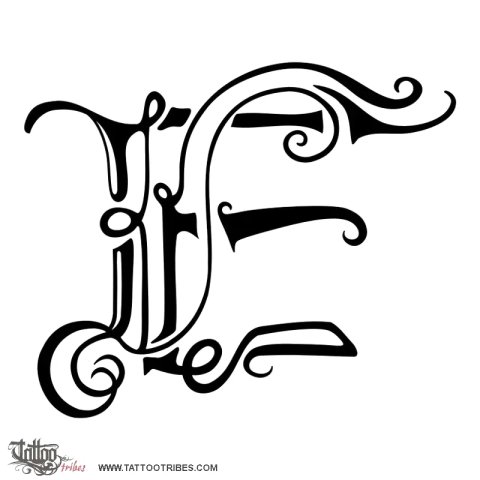 Letter E (Alphabet) tattoo design thumbnail