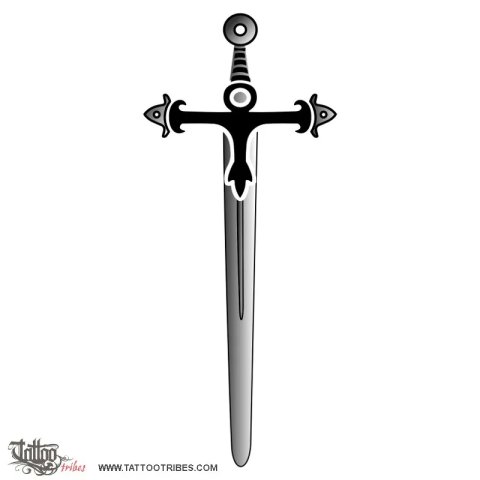 Sword and ankh (Life, valiance) tattoo design thumbnail