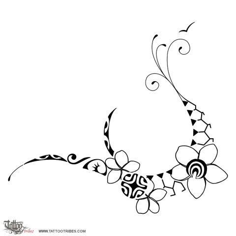 Plumerias (Family, joy) tattoo design thumbnail