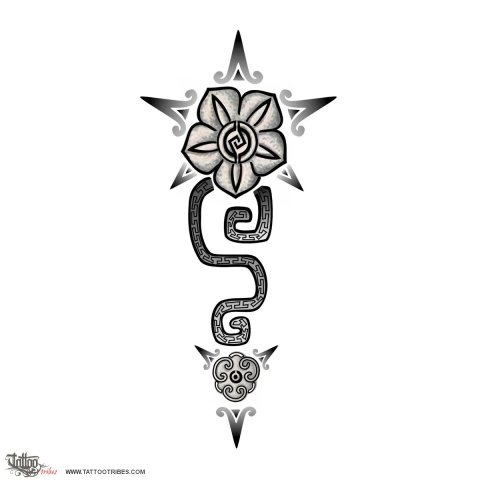 Aztec flower (Friendship, freedom) tattoo design thumbnail