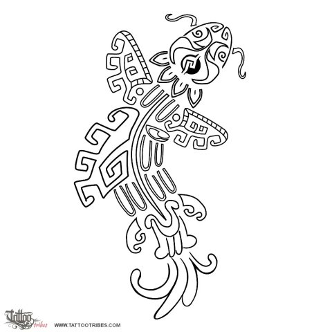 Aztec style koi carp (Divinity, glory) tattoo design thumbnail
