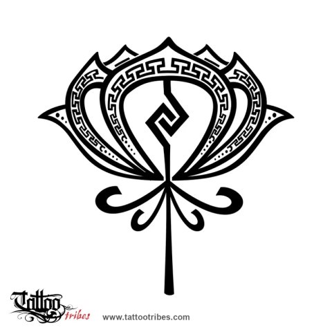 Aztec Lotus (Perfection, union) tattoo design thumbnail