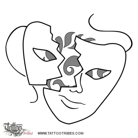 Beyond the mask (Breaking apparences) tattoo design thumbnail