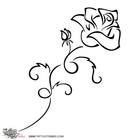 Blooming rose (Perfection, love) tattoo design thumbnail