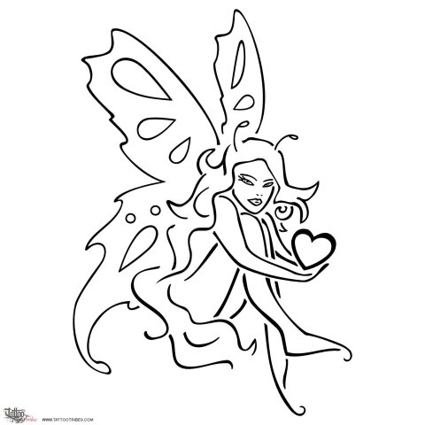 Butterfly fairy (Pure love) tattoo design thumbnail