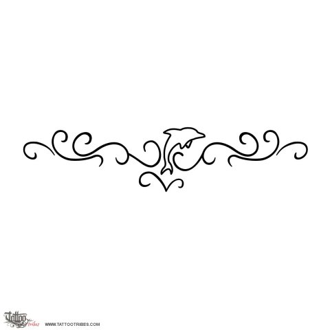 Dolphin lower back (Joy, friendship) tattoo design thumbnail