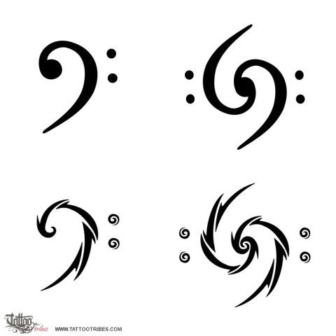 Bass clef (Music) tattoo design thumbnail
