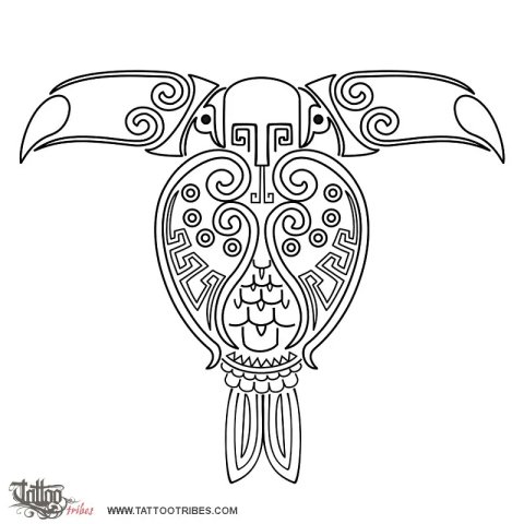 Double-headed toucan (Communication to the gods) tattoo design thumbnail
