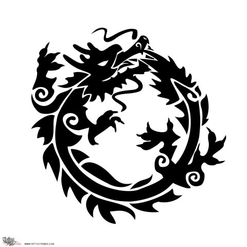 Feng Shui dragon (Prosperity, energy) tattoo design thumbnail