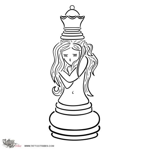 Queen (Chess) tattoo design thumbnail
