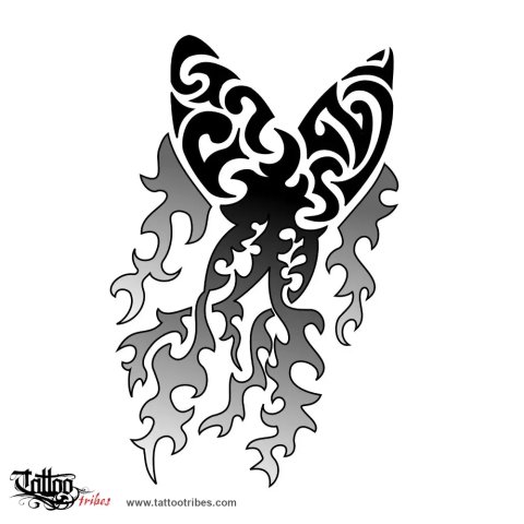 Fire butterfly (Transformation) tattoo design thumbnail