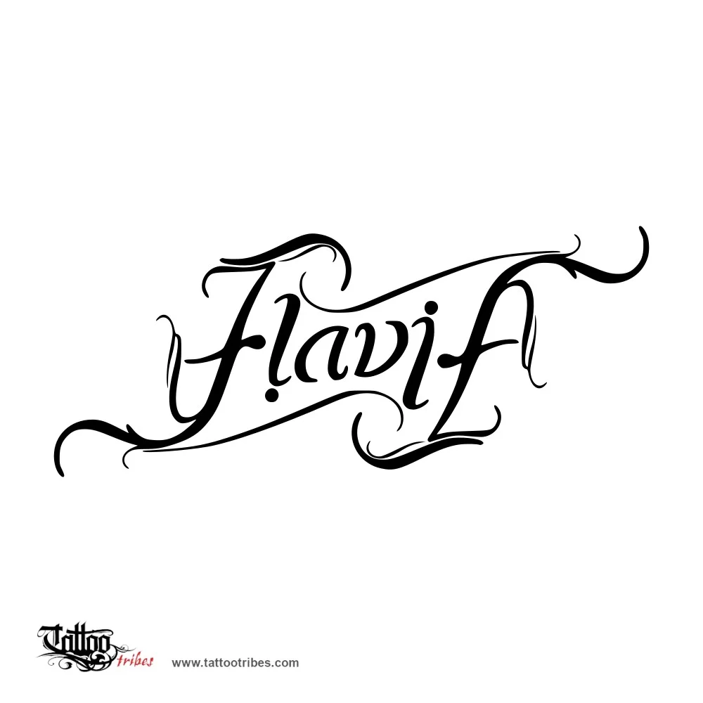 Flavia (ambigram) tattoo design thumbnail