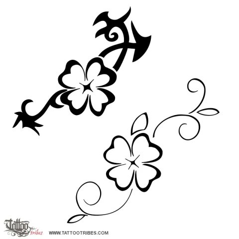 4-leaf clover (Good luck) tattoo design thumbnail