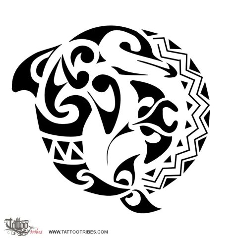 Hoa-dolphin (Friend) tattoo design thumbnail