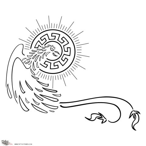 Greek phoenix (Eternity, rebirth) tattoo design thumbnail