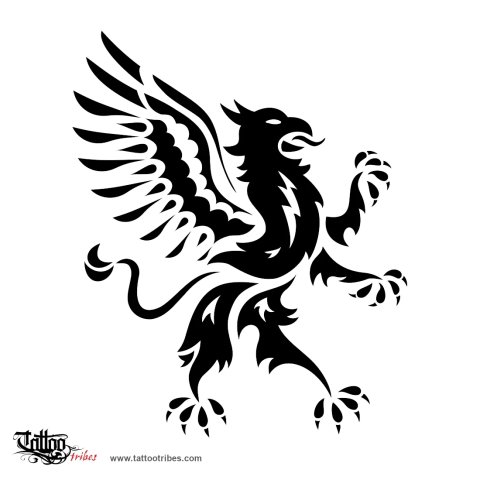 Griffin (Power and perfection. Vigilance.) tattoo design thumbnail