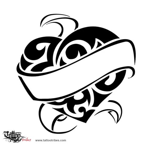 Heart and banner (Devotion) tattoo design thumbnail