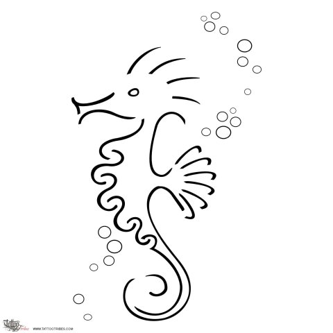 Hippocampus (Confidence, grace) tattoo design thumbnail