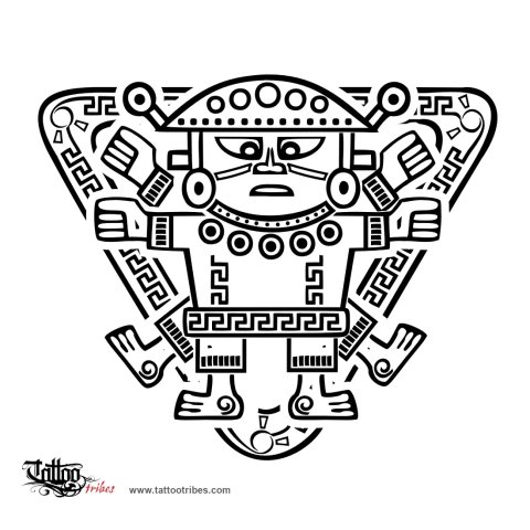Vitruvian man (in aztec style) tattoo design thumbnail