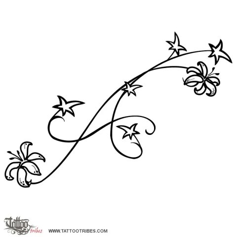 Ivy and lilies + A (Faithful and pure) tattoo design thumbnail
