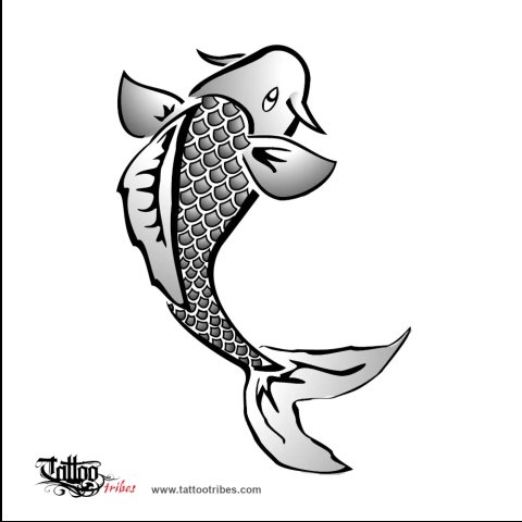 Koi (To overcome difficulties) tattoo design thumbnail