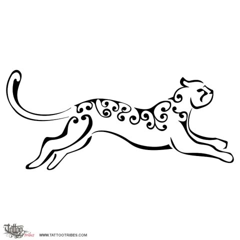 Leaping leopard (Dangerous elegance) tattoo design thumbnail