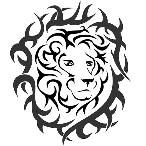Lion with tribal (Strength, nobility) tattoo design thumbnail