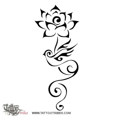 Lotus and swallow (Return home) tattoo design thumbnail