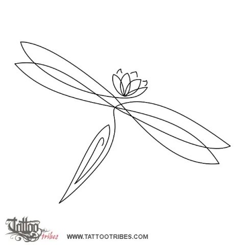 Dragonfly and lotus (rebirth) tattoo design thumbnail