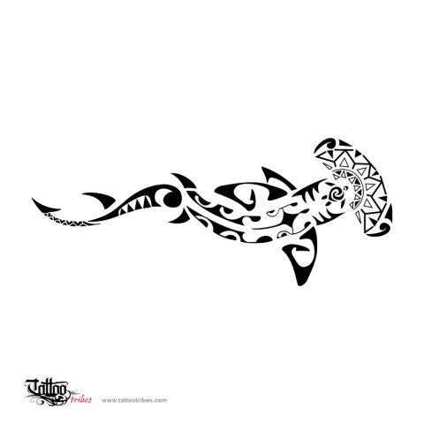 Mangopare (Hammerhead shark) tattoo design thumbnail