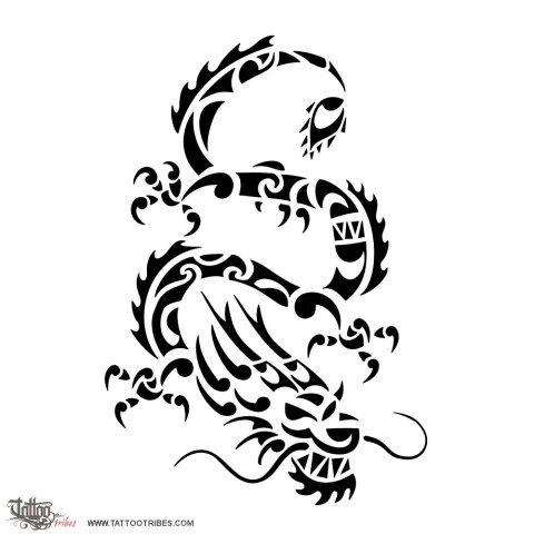 Polynesian Dragon (Power, protection) tattoo design thumbnail