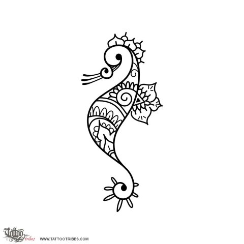 Mehndi seahorse (Sweet & strong) tattoo design thumbnail