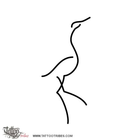 Minimals - Crane (Luck, longevity) tattoo design thumbnail