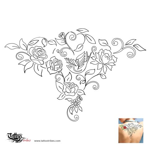 Old school flowers (Love, passion) tattoo design thumbnail