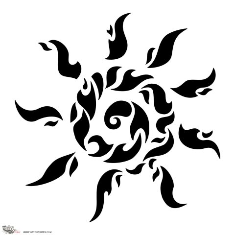 Fire sun (Passion) tattoo design thumbnail