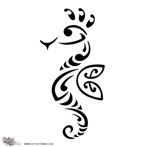 Seahorse (Patience and strength) tattoo design thumbnail