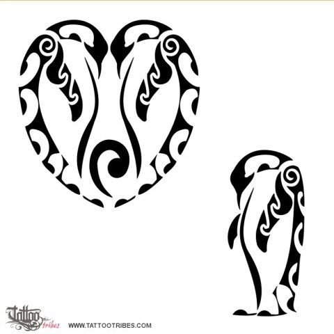 Emperor penguins (Devotion) tattoo design thumbnail