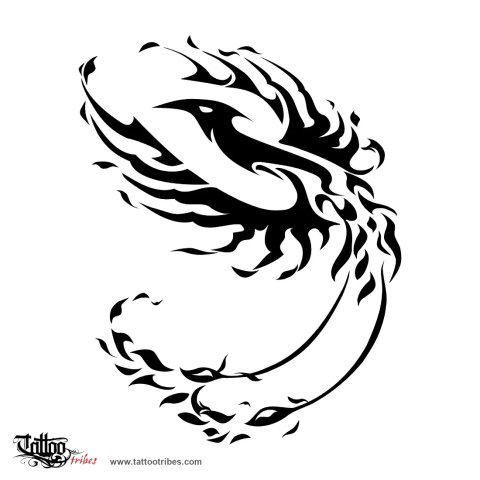 Phoenix (Rebirth, resurrection) tattoo design thumbnail