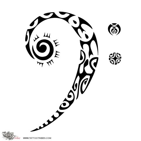 Bass clef (Music for life) tattoo design thumbnail