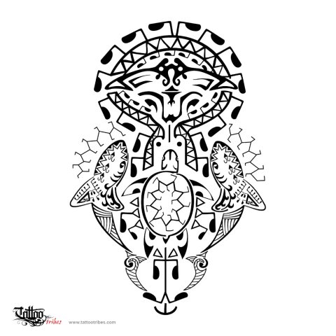 Polynesian ocean (Freedom, voyage) tattoo design thumbnail