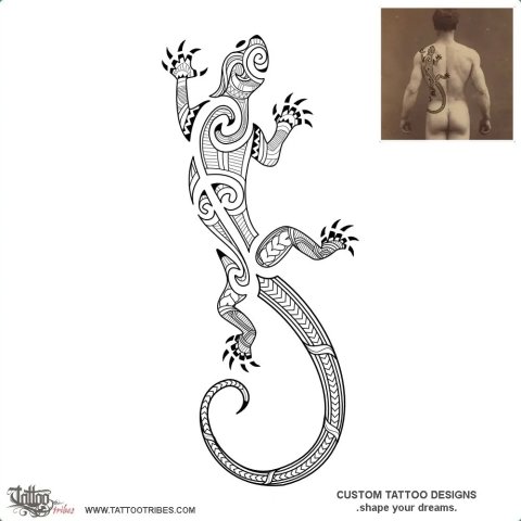 Mana atua lizard (Power from the gods) tattoo design thumbnail