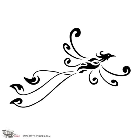 Phoenix with korus (Rebirth) tattoo design thumbnail