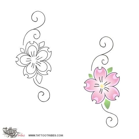 Sakura flower (Live for the moment) tattoo design thumbnail