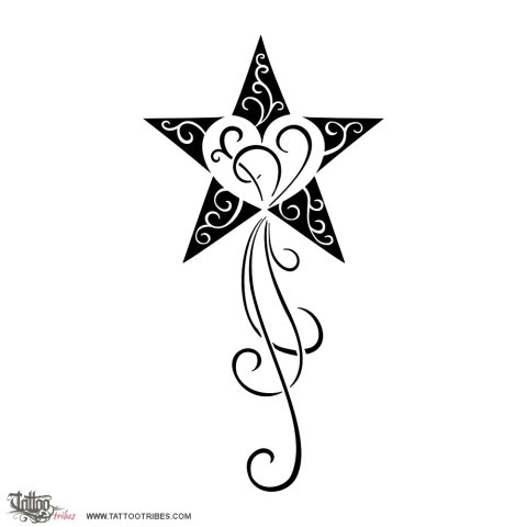 Shooting star (Love) tattoo design thumbnail
