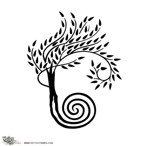 Spiraling tree (Life, unity) tattoo design thumbnail