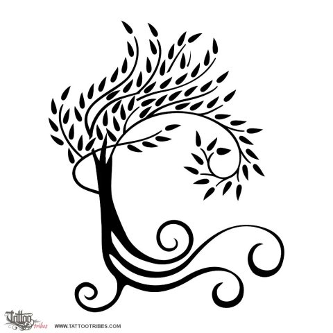 Spiraling tree (Life, unity) tattoo design thumbnail