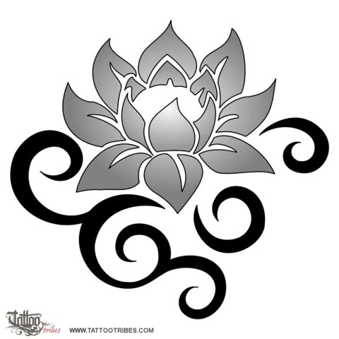 Tribal lotus (Beauty and strength) tattoo design thumbnail