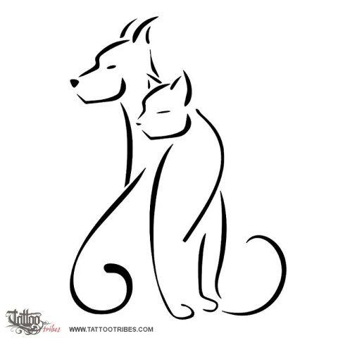 Cat and dog (Shelter) tattoo design thumbnail
