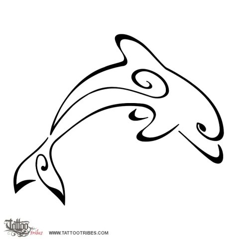 Stylized dolphin (Friendship, joy) tattoo design thumbnail